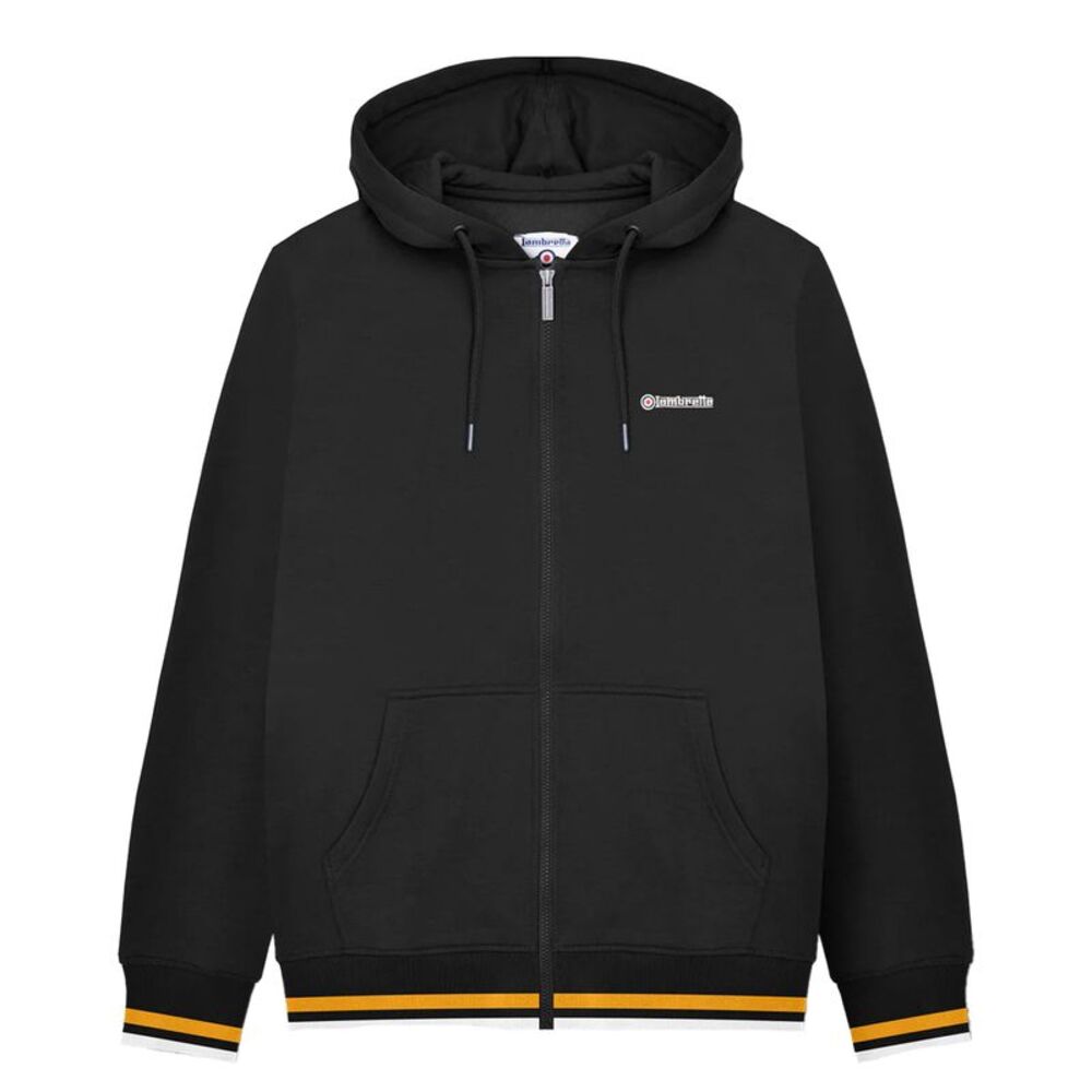 Lambretta Mens AW24 Full Zip Hoodie / Black/Gold